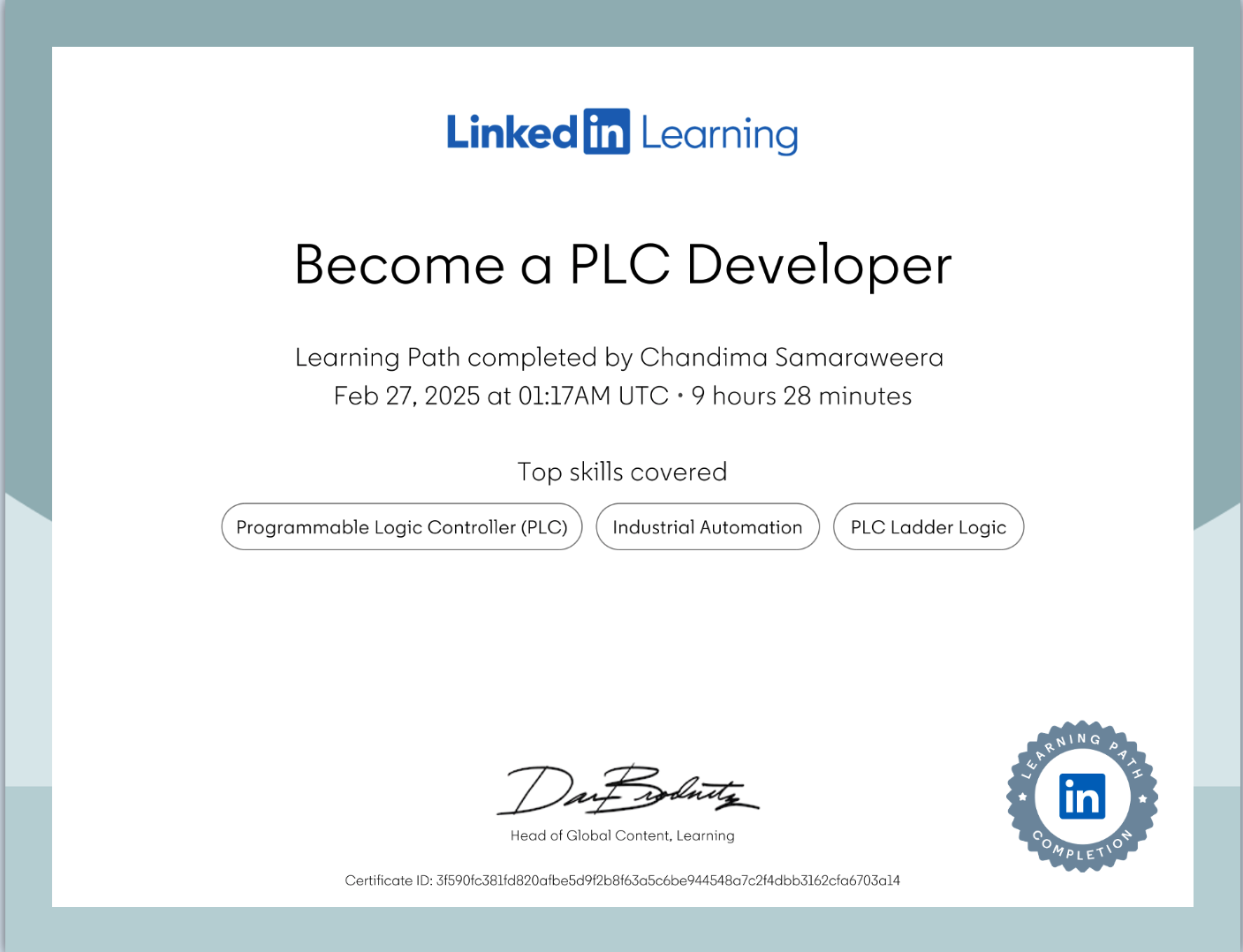 PLC Developer Certificate
